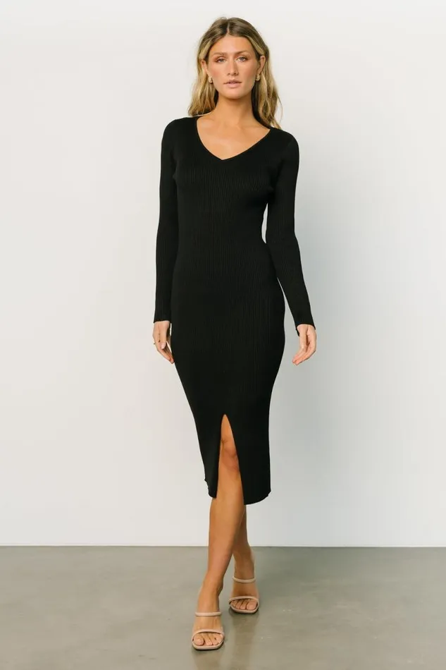 Women Fairmount Ribbed Midi Dress Black Baltic Born Midi Dresses