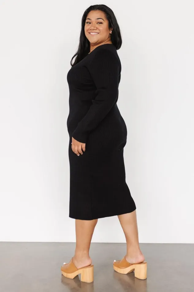 Women Fairmount Ribbed Midi Dress Black Baltic Born Midi Dresses