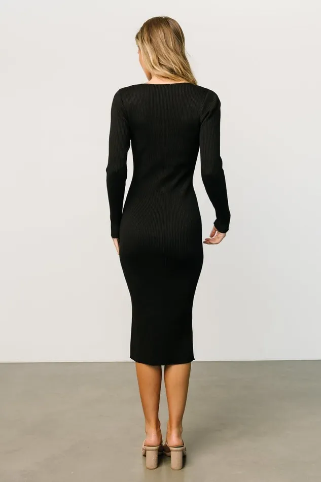 Women Fairmount Ribbed Midi Dress Black Baltic Born Midi Dresses
