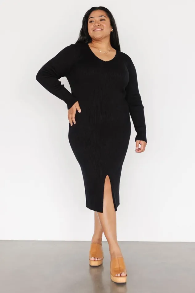 Women Fairmount Ribbed Midi Dress Black Baltic Born Midi Dresses