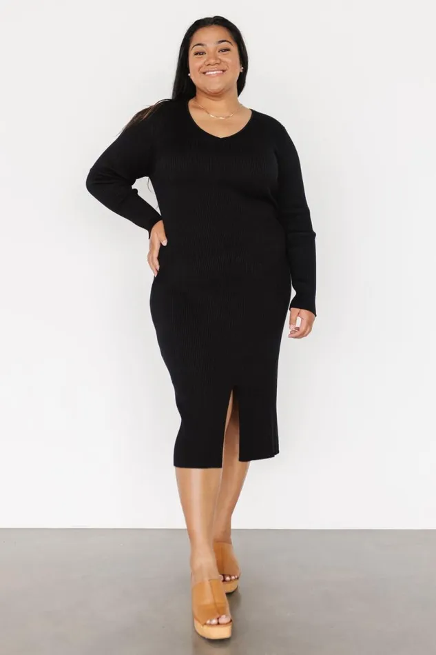 Women Fairmount Ribbed Midi Dress Black Baltic Born Midi Dresses