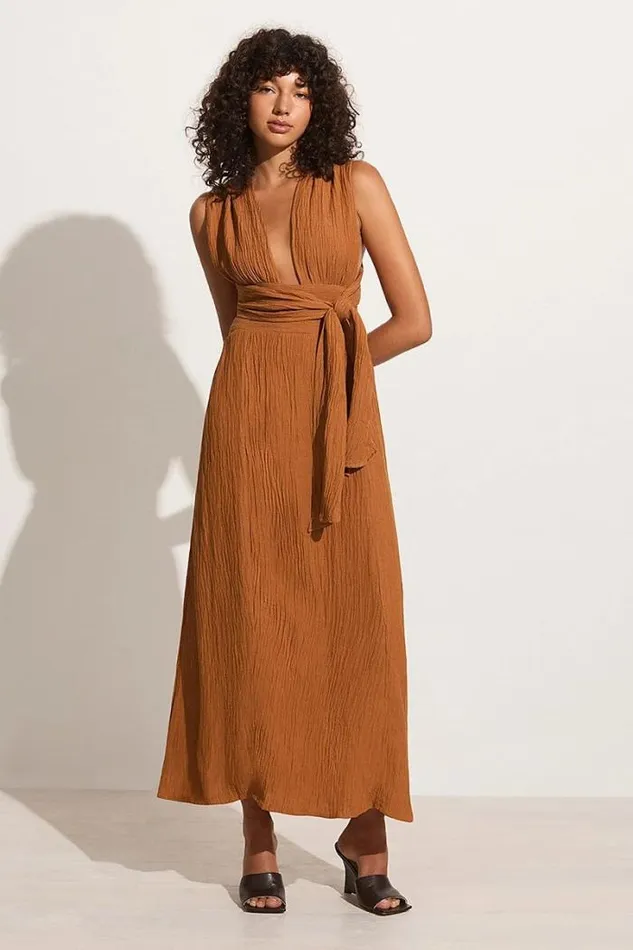 Women Faithfull The Brand Dresses Tropiques Maxi Dress Caramel 8211 Final Sale