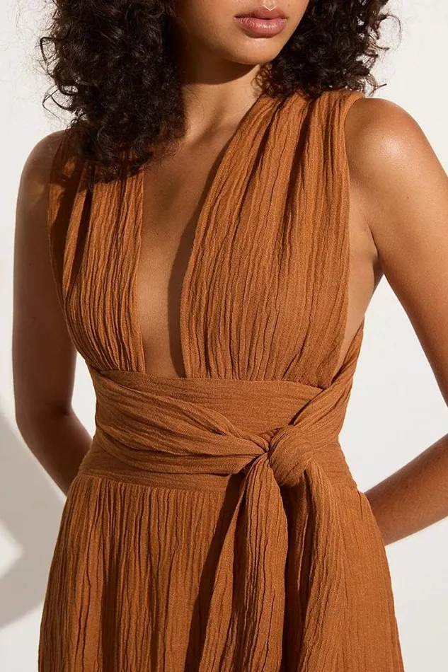 Women Faithfull The Brand Dresses Tropiques Maxi Dress Caramel 8211 Final Sale
