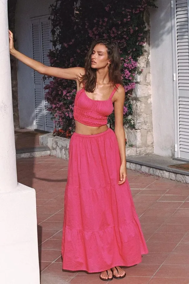 Women Faithfull The Brand Skirts and Shorts Ellaine Maxi Skirt Fuchsia 8211 Final Sale