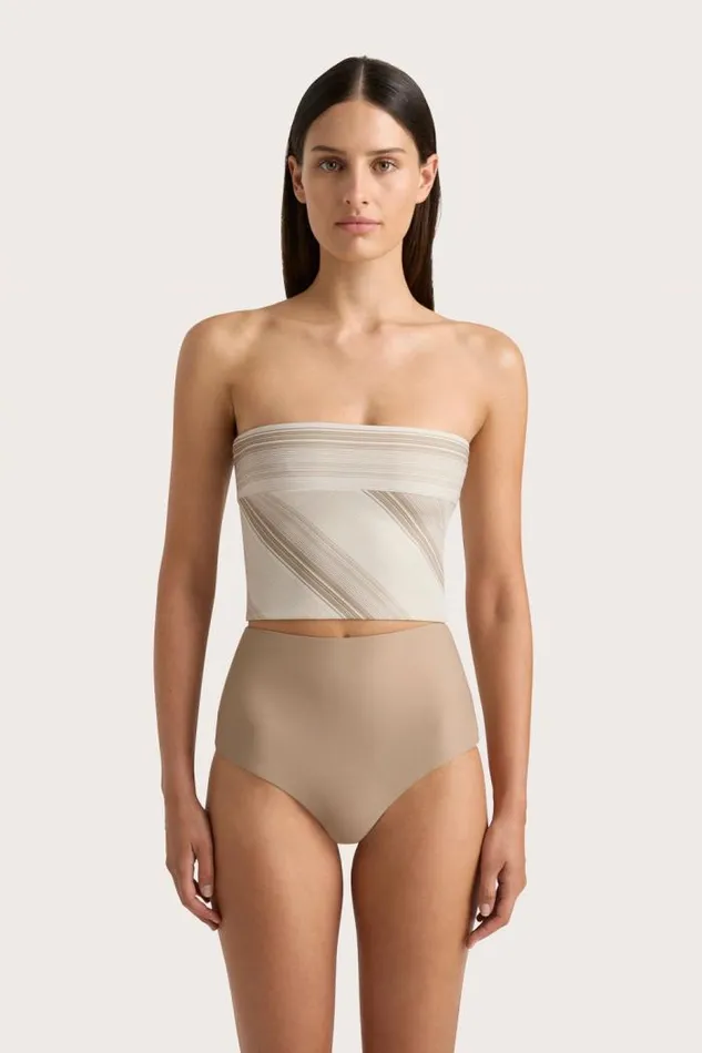 Women Faithfull The Brand Swim Jean Swim Top Futura Stripe Taupe