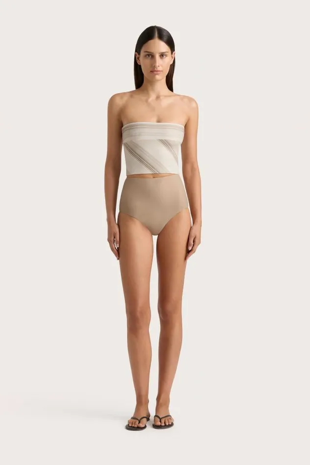 Women Faithfull The Brand Swim Jean Swim Top Futura Stripe Taupe