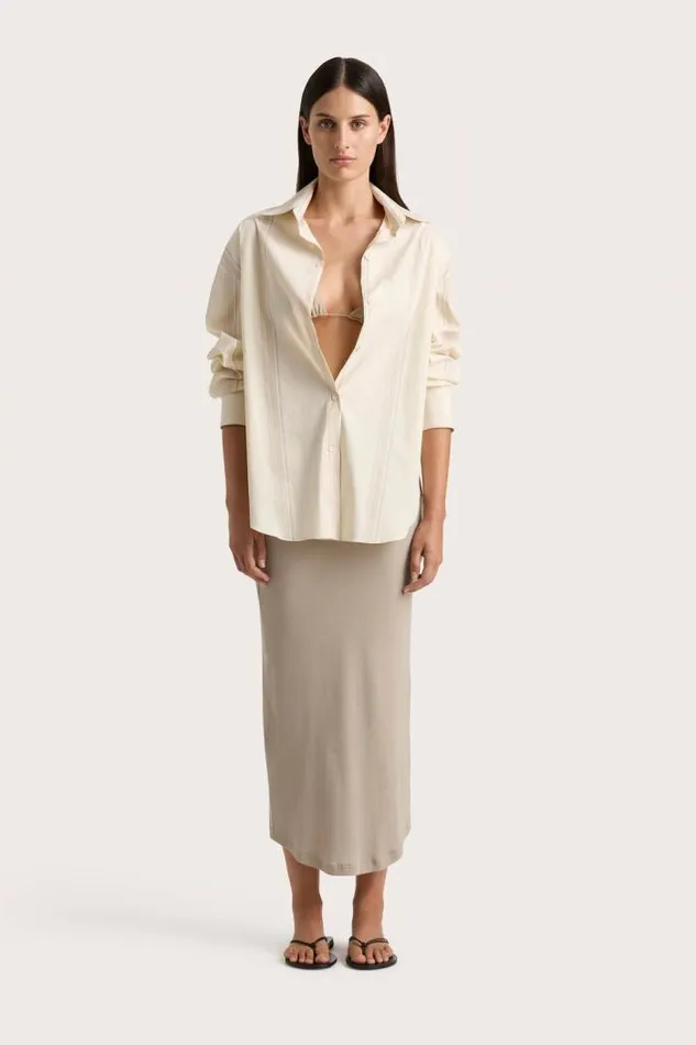 Women Faithfull The Brand Tops En Vau Shirt Foam Taupe Stripe