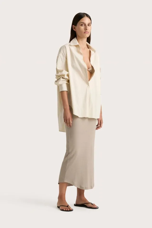 Women Faithfull The Brand Tops En Vau Shirt Foam Taupe Stripe