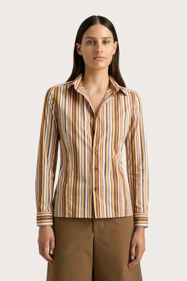 Women Faithfull The Brand Tops En Vau Shirt Terracotta Stripe