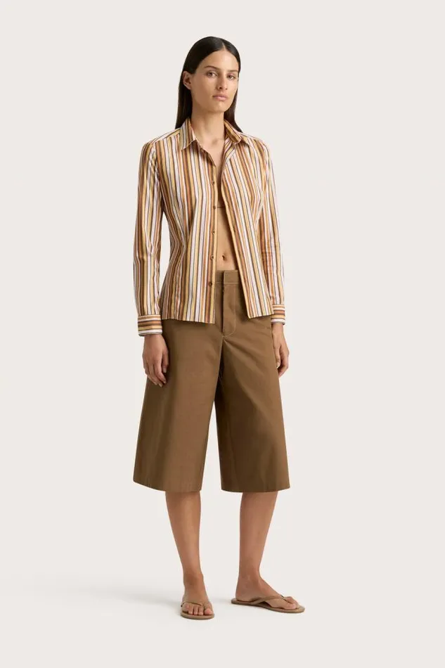Women Faithfull The Brand Tops En Vau Shirt Terracotta Stripe