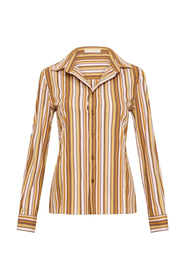 Women Faithfull The Brand Tops En Vau Shirt Terracotta Stripe