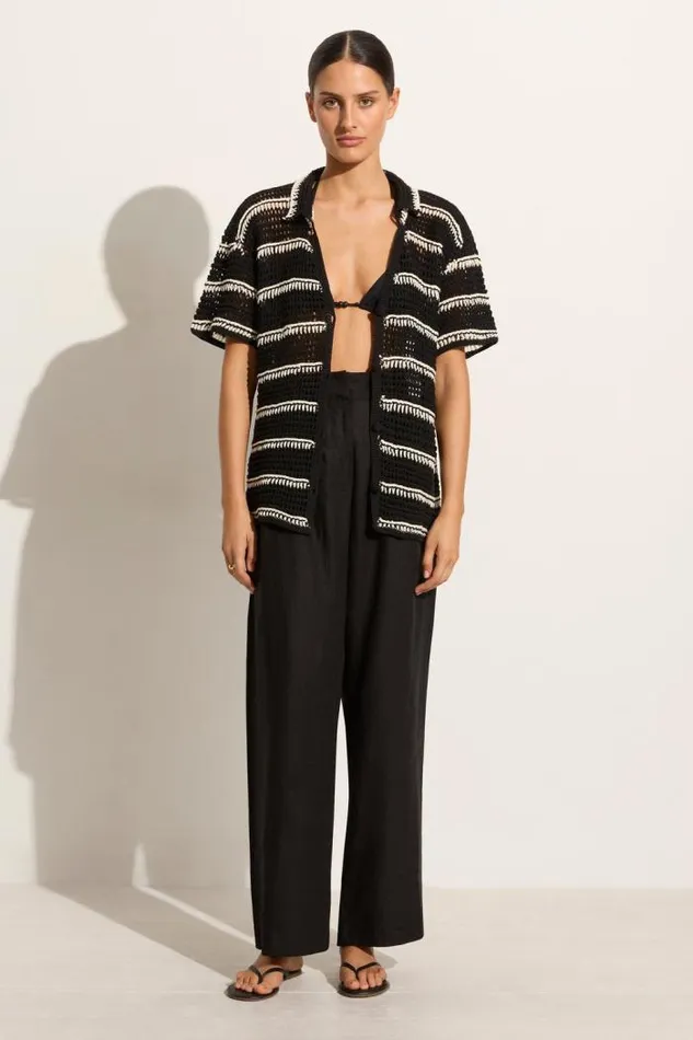 Women Faithfull The Brand Tops Gioia Handmade Crochet Shirt BlackOff White