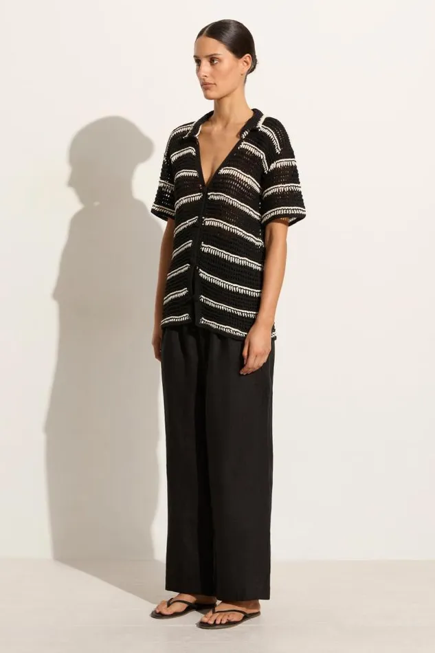 Women Faithfull The Brand Tops Gioia Handmade Crochet Shirt BlackOff White