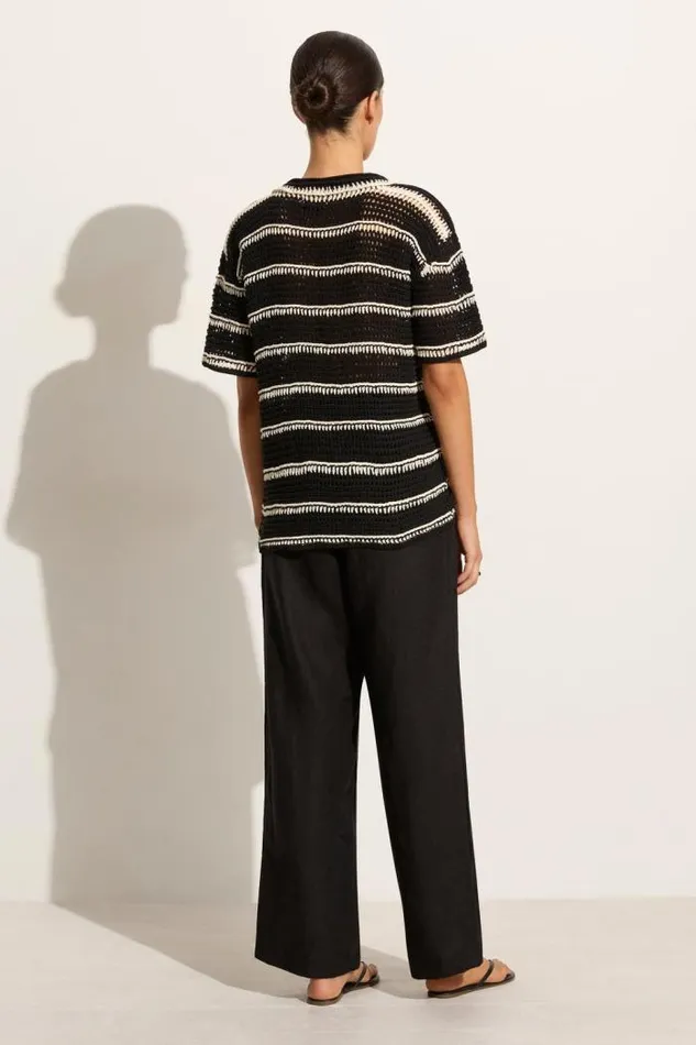 Women Faithfull The Brand Tops Gioia Handmade Crochet Shirt BlackOff White