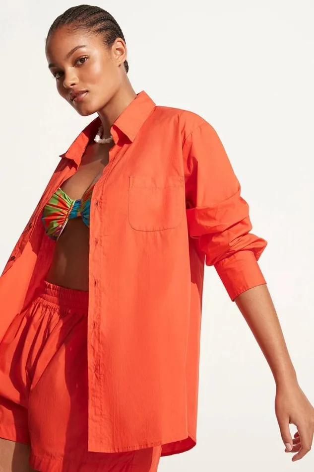 Women Faithfull The Brand Tops Tropea Shirt Morange 8211 Final Sale