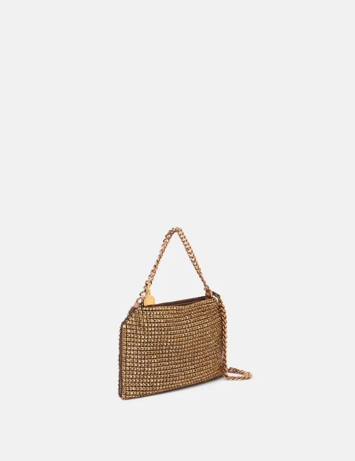Women Falabella Crystal Mesh Shoulder Bag Metallic Brown Stella McCartney Mini Bags And Clutches