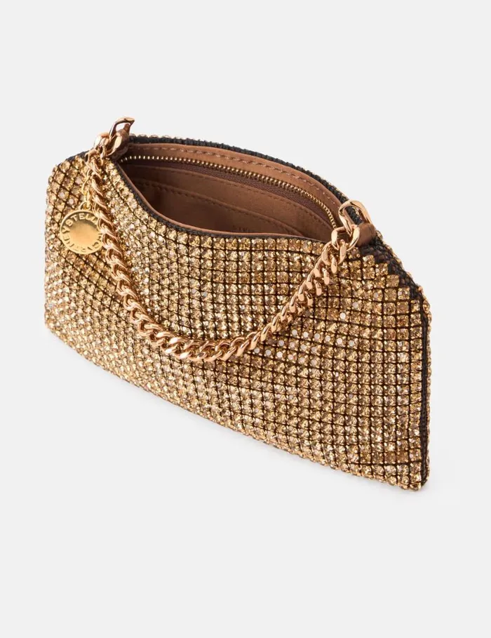 Women Falabella Crystal Mesh Shoulder Bag Metallic Brown Stella McCartney Mini Bags And Clutches