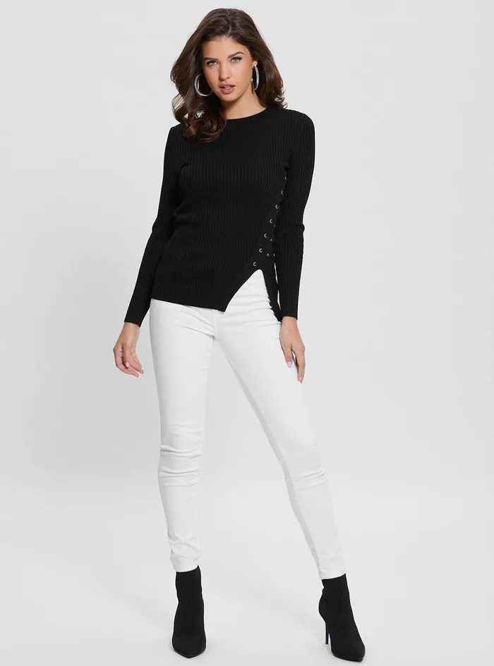 Women Fashion Tops GUESS Black Irmine Knit Top