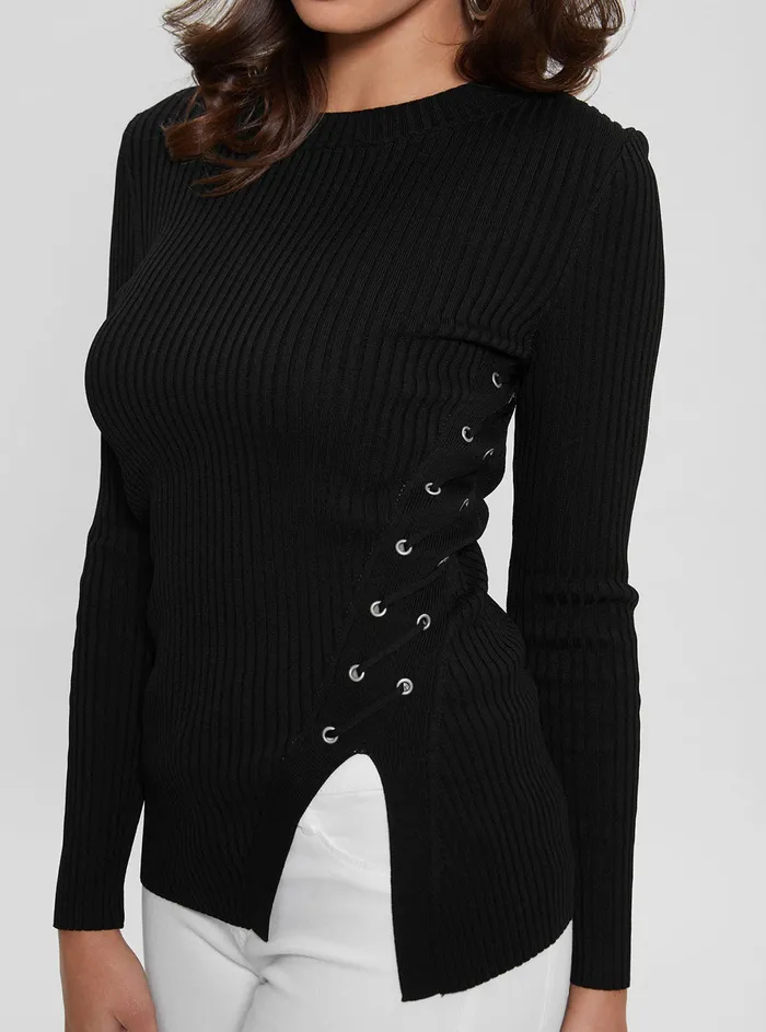 Women Fashion Tops GUESS Black Irmine Knit Top