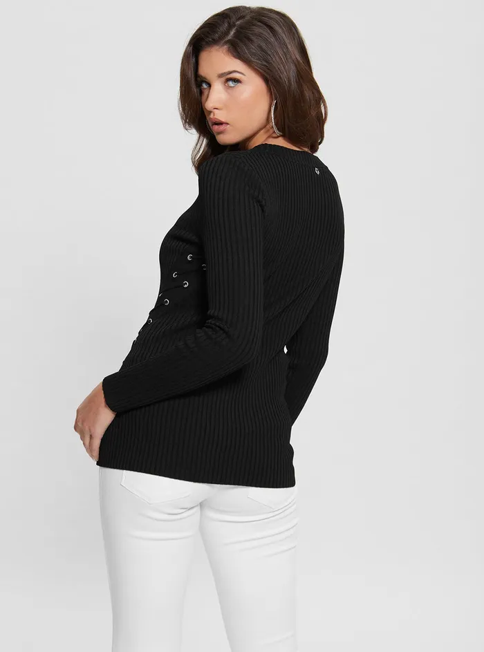 Women Fashion Tops GUESS Black Irmine Knit Top