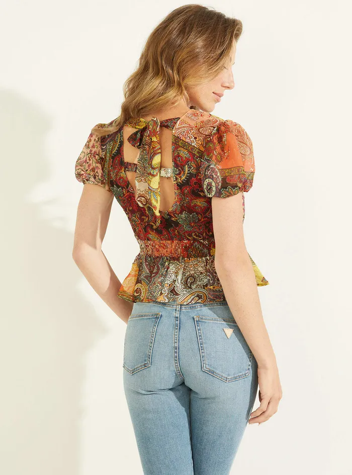 Women Fashion Tops GUESS Eco Paisley Print Lila Top