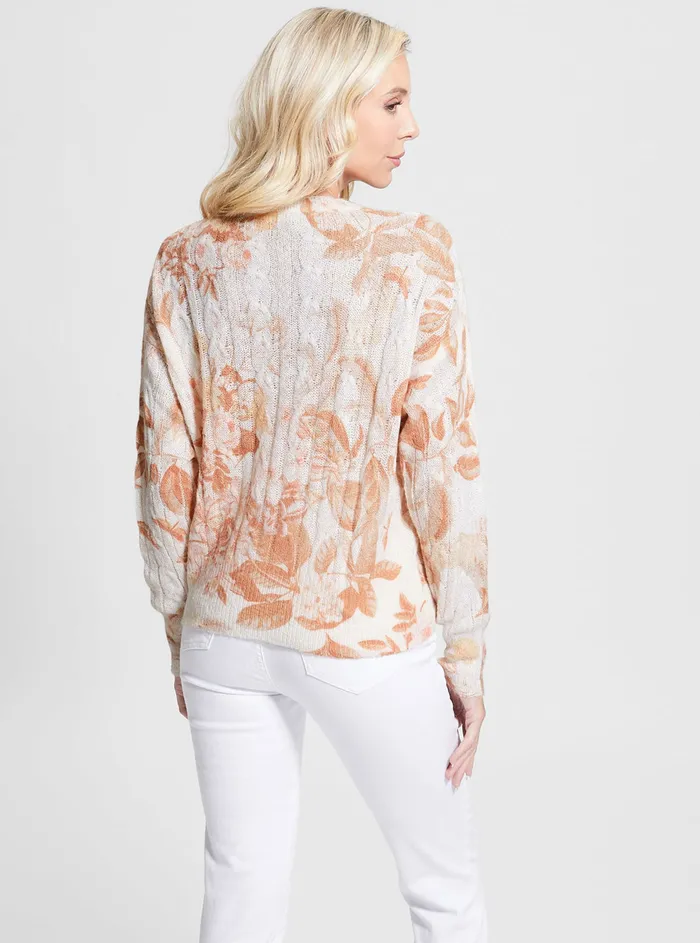 Women Fashion Tops GUESS White Forest Floral Sabine Top Women Fashion Tops GUESS White Forest Floral Sabine Top