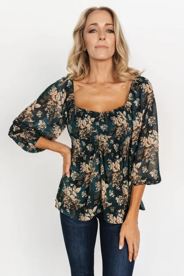 Women Fenna Smocked Top Topaz Floral Baltic Born Blouses and Shirts