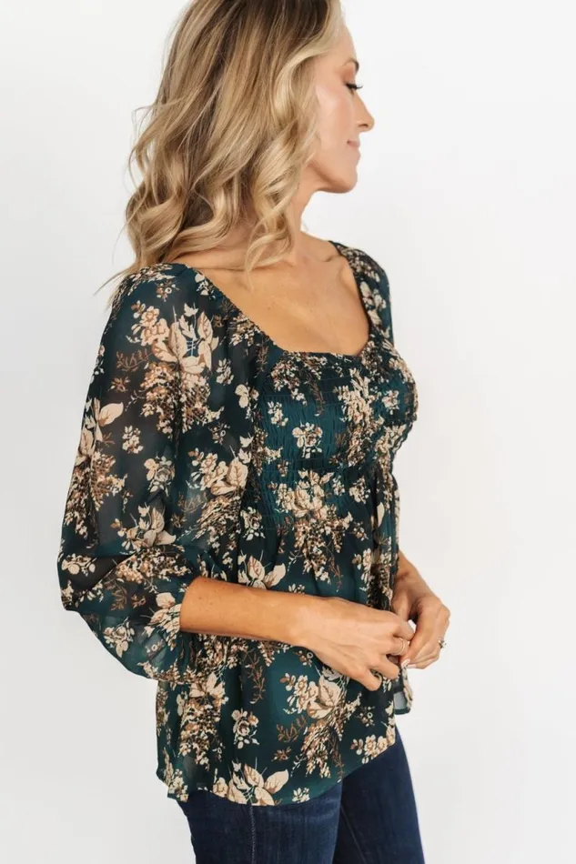 Women Fenna Smocked Top Topaz Floral Baltic Born Blouses and Shirts