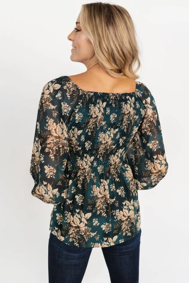 Women Fenna Smocked Top Topaz Floral Baltic Born Blouses and Shirts