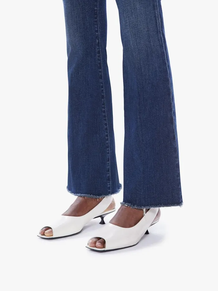 Women Flare Mother Denim The Weekender Fray Dark Blue