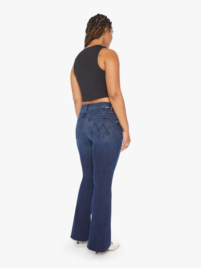 Women Flare Mother Denim The Weekender Fray Dark Blue