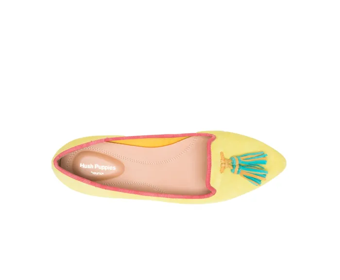 Women Flats and SlipOns Hush Puppies Sadie Tassel SlipOn Sun Yellow Suede