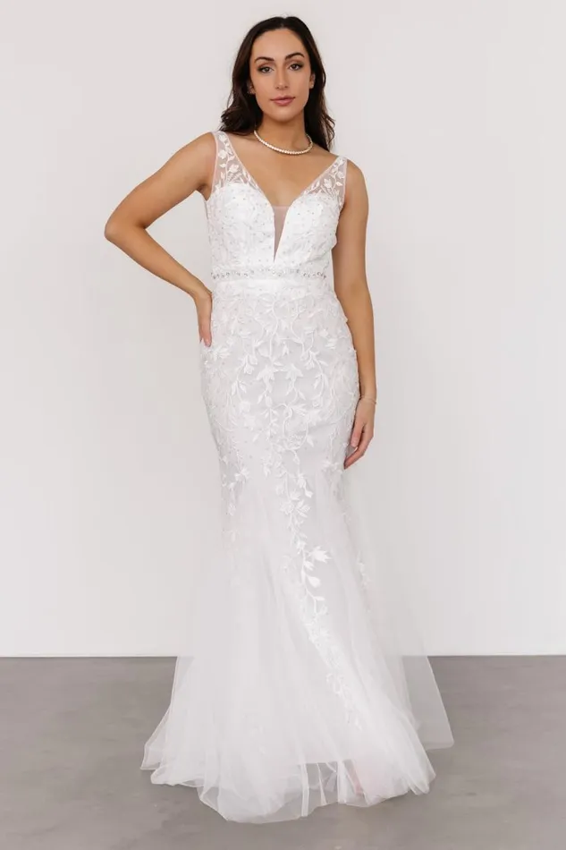 Women Fleurette Bridal Gown White Baltic Born Embellished and Sequined