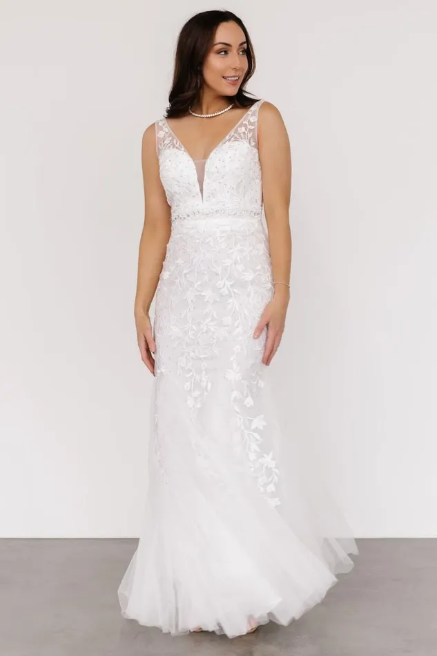 Women Fleurette Bridal Gown White Baltic Born Embellished and Sequined