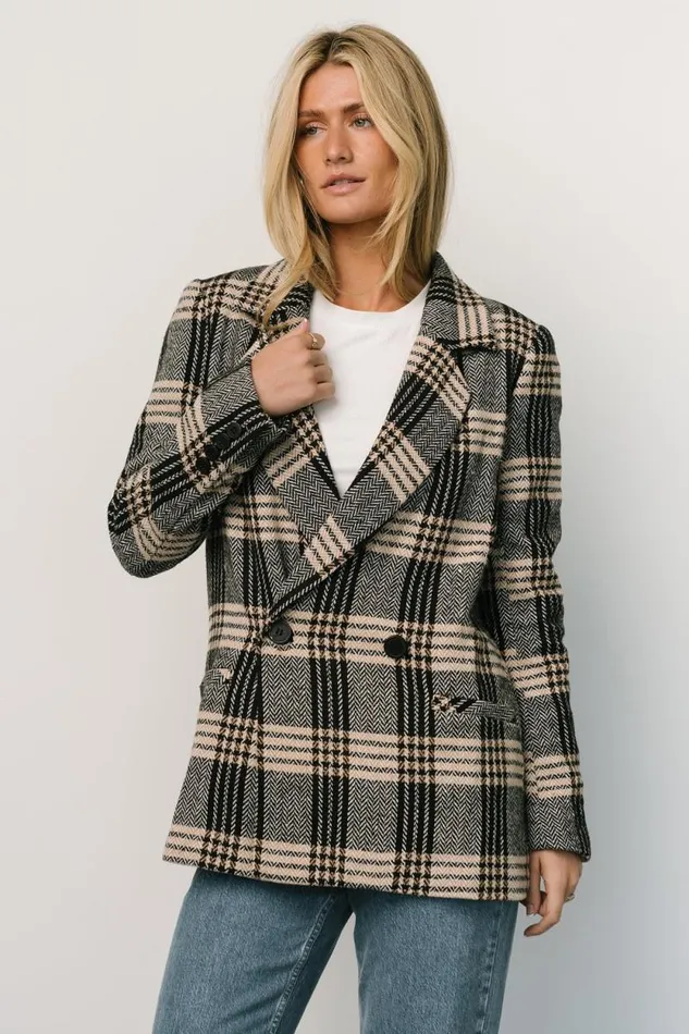 Women Francis Plaid Blazer Black Taupe Baltic Born Outerwear