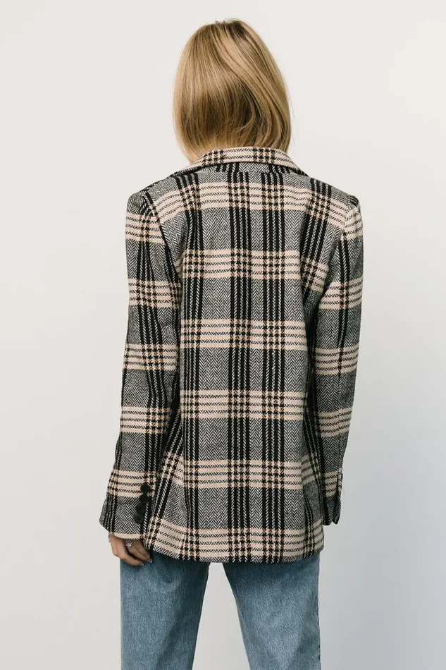 Women Francis Plaid Blazer Black Taupe Baltic Born Outerwear Women Francis Plaid Blazer Black Taupe Baltic Born Outerwear