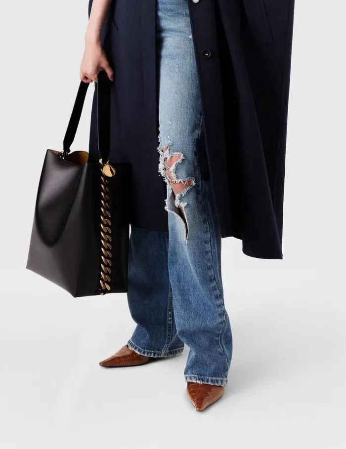 Women Frayme Whipstitch Tote Bag Midnight Black Stella McCartney Tote Bags