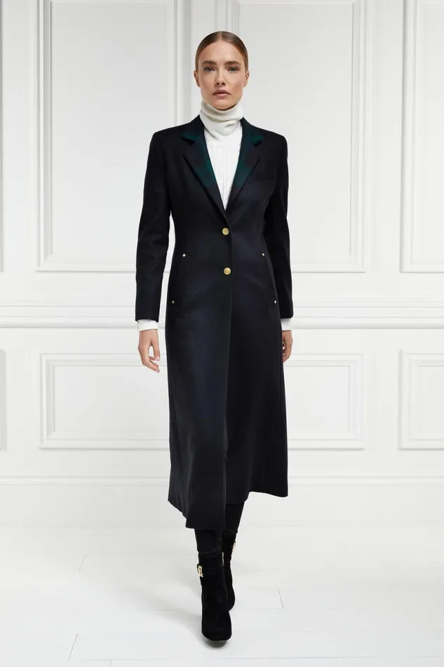 Women Full Length Regency Coat Soft Navy Blackwatch Holland Cooper Tailoring