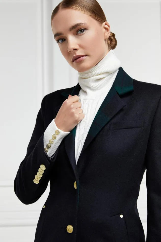 Women Full Length Regency Coat Soft Navy Blackwatch Holland Cooper Tailoring
