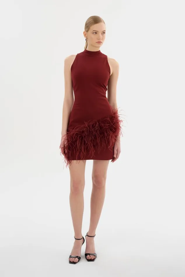 Women GEORGINA Mock Neck Dress Syrah LAMARQUE Dresses Women GEORGINA Mock Neck Dress Syrah LAMARQUE Dresses