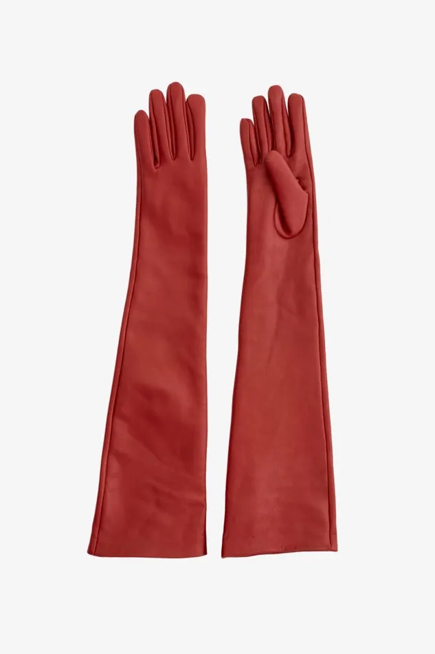 Women GISELE Leather Evening Gloves Ruby Red LAMARQUE Other