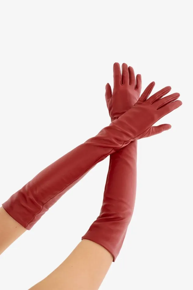 Women GISELE Leather Evening Gloves Ruby Red LAMARQUE Other Women GISELE Leather Evening Gloves Ruby Red LAMARQUE Other
