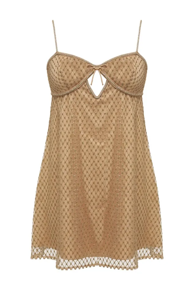 Women Glitter Slip Dress Gold For Love and Lemons Lingerie