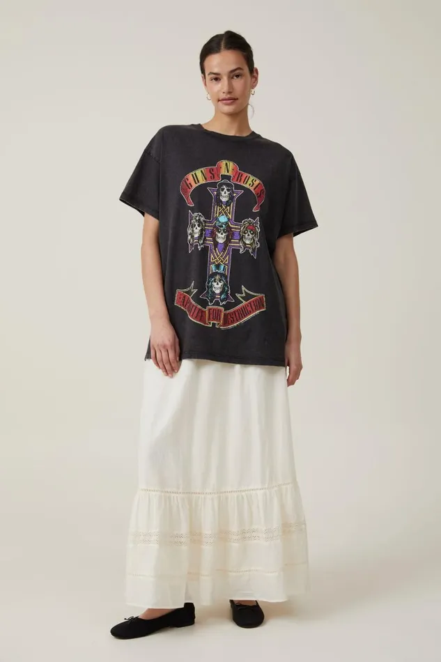 Women Graphic TShirts Cotton On Oversized Fit Guns N Roses Tee Lcn Br Gunsnroses Appetite For Destructionbl
