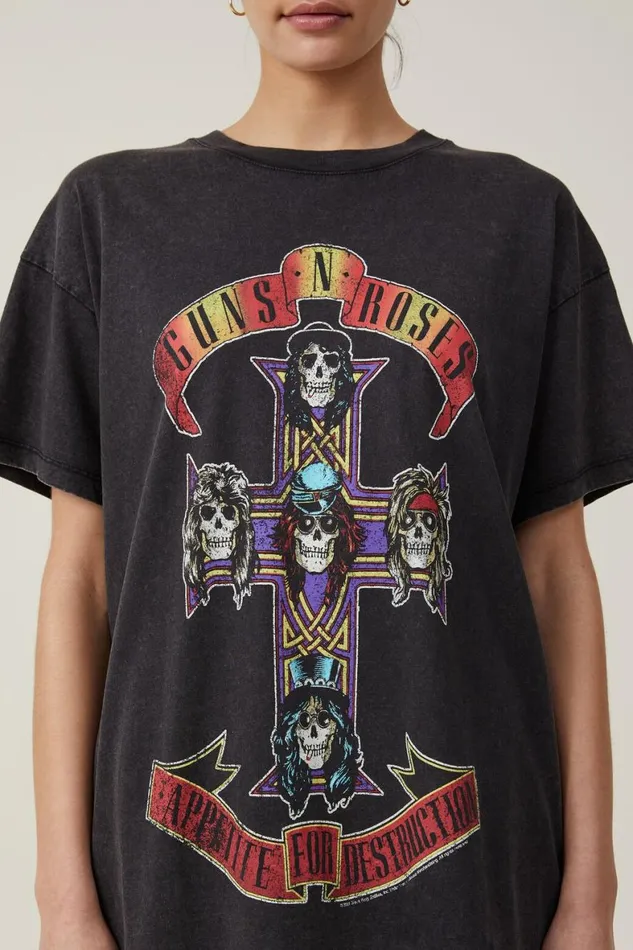 Women Graphic TShirts Cotton On Oversized Fit Guns N Roses Tee Lcn Br Gunsnroses Appetite For Destructionbl