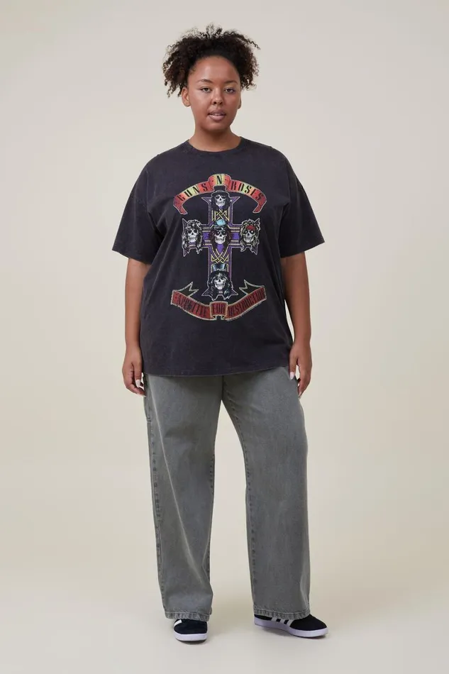Women Graphic TShirts Cotton On Oversized Fit Guns N Roses Tee Lcn Br Gunsnroses Appetite For Destructionbl