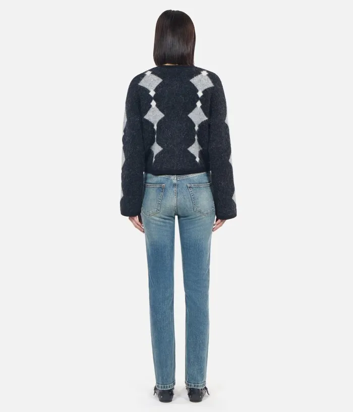 Women Grey Alpaca Diamond Cardigan THE KOOPLES Sweaters