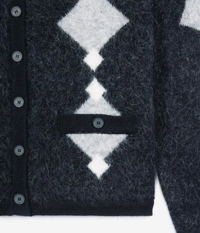 Women Grey Alpaca Diamond Cardigan THE KOOPLES Sweaters