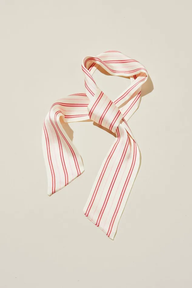Women Hair Accessories Cotton On Hair Scarf Pink and Red Stripes