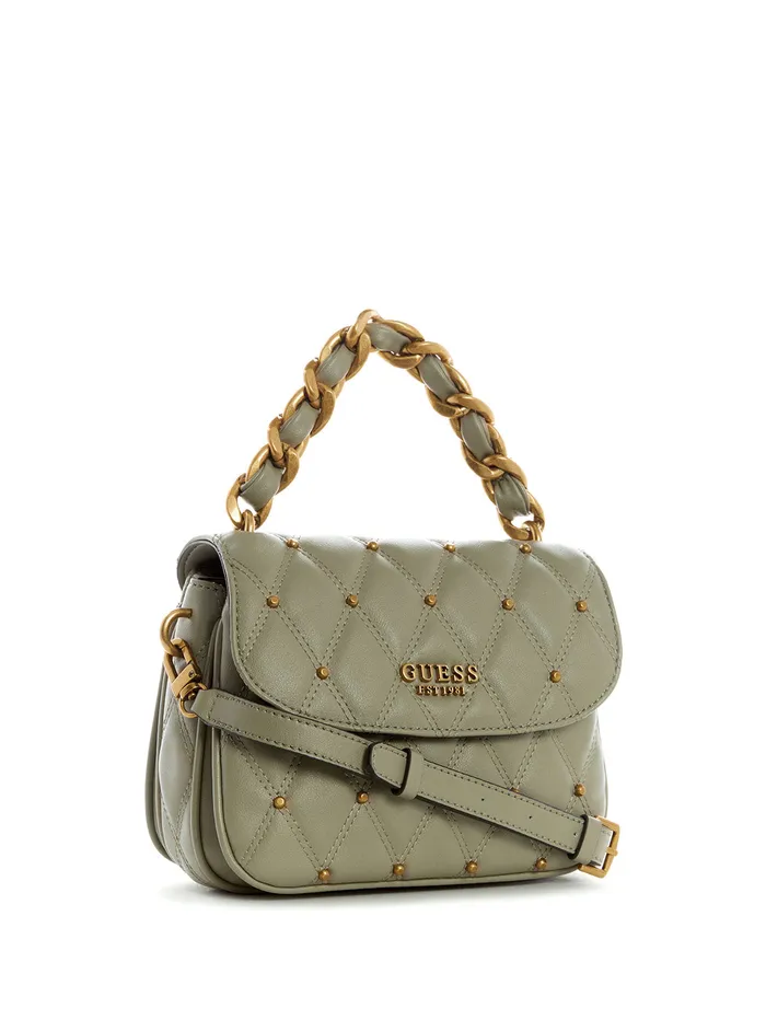 Women Half Flap GUESS Green Triana Studded Shoulder Bag Women Half Flap GUESS Green Triana Studded Shoulder Bag